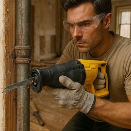 Reciprocating Saw Cutting Plumbing pipe