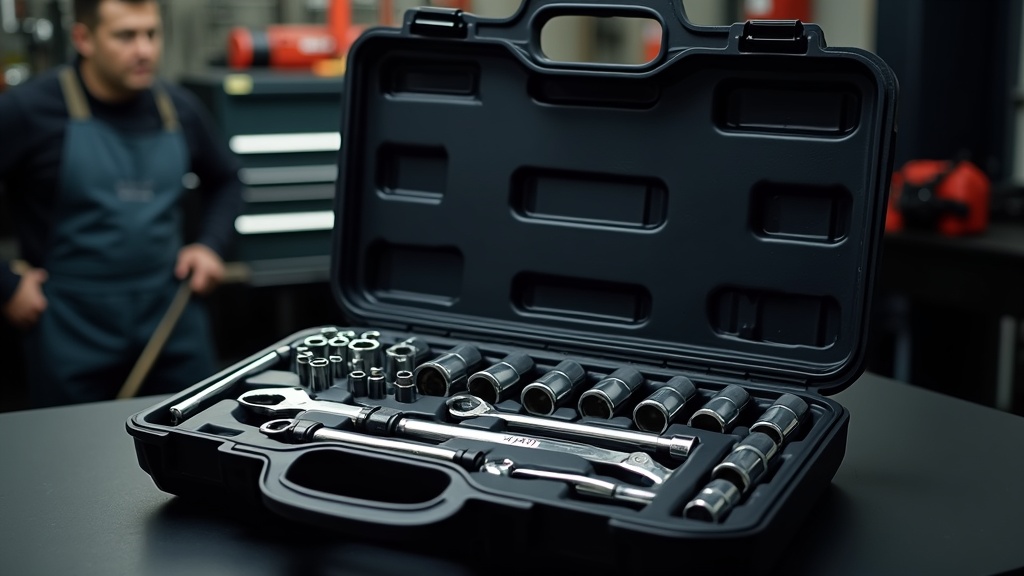 Mechanic Tool Set A well-organized mechanic tool set with sockets, wrenches, and ratchets on display in a sturdy case.